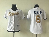 Women Kansas City Royals #6 Lorenzo Cain White 2015 World Series Champions Gold Program Cool Base Stitched MLB Jersey,baseball caps,new era cap wholesale,wholesale hats